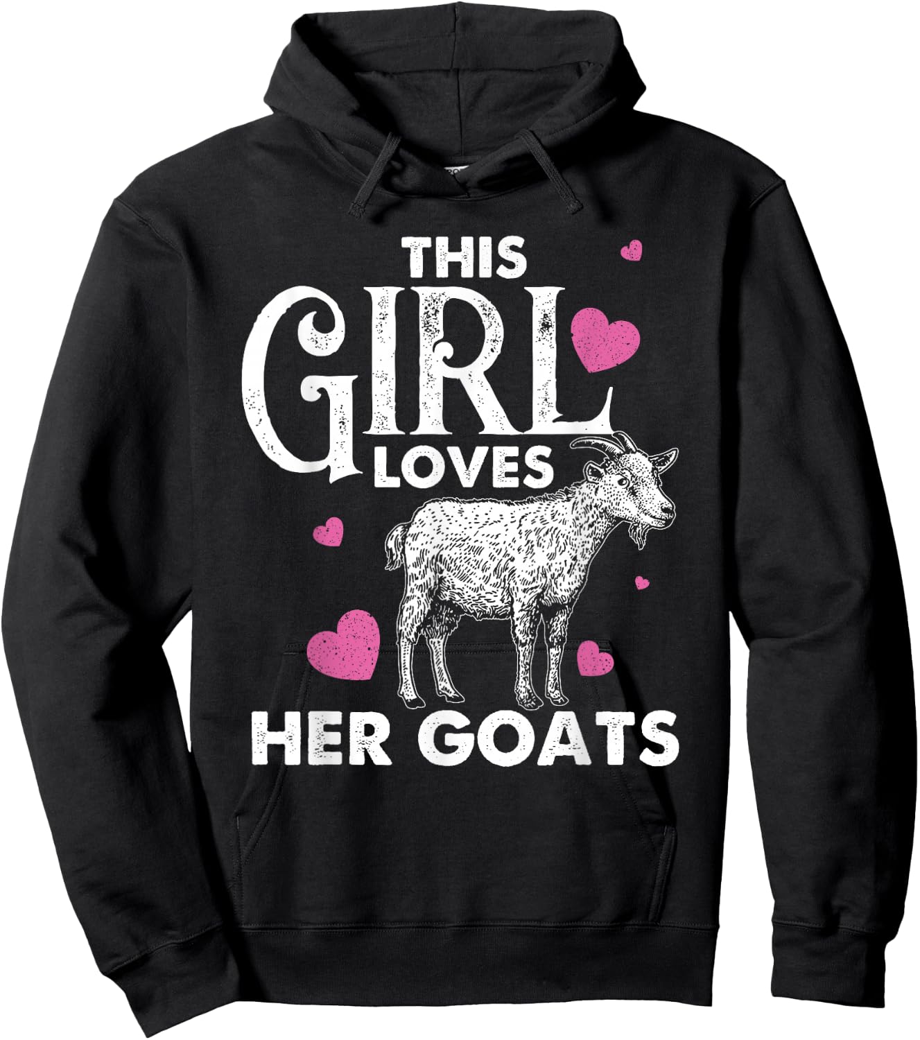 Cool Country Livestock Farm Kids Crazy Goat Lady Funny Goat Gift Girls Animal Farming Farmer Lovers Hoodie - Hoodie | Black