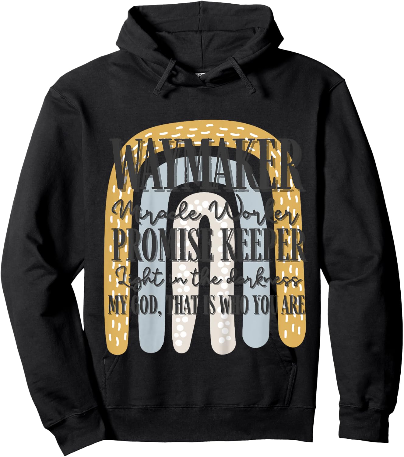 Kids Waymaker Miracle Worker Rainbow Christian Hoodie - Hoodie | Black