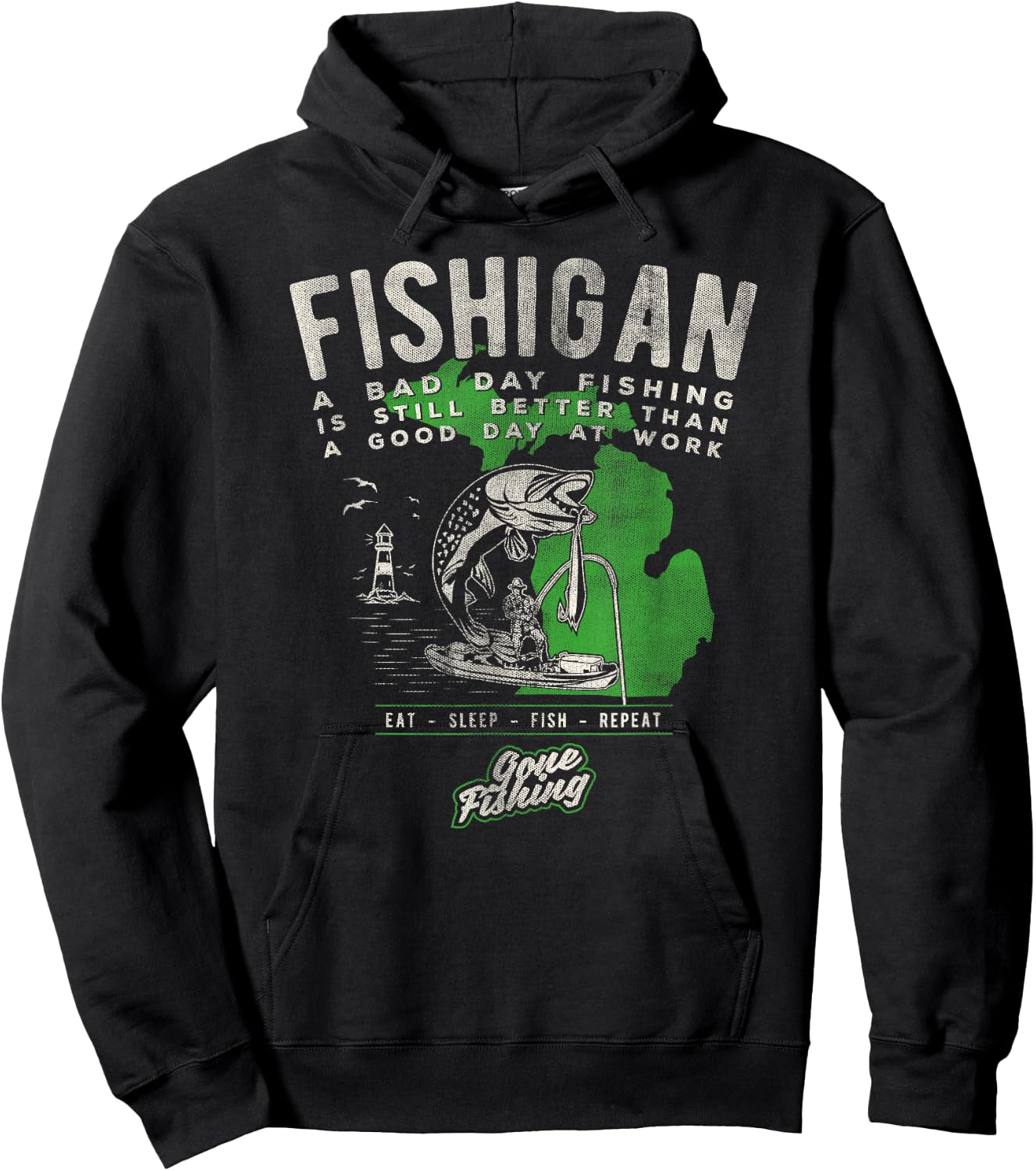 Fishigan Michigan Fishing Gift Apparel women novelty Hoodie - Hoodie | Black