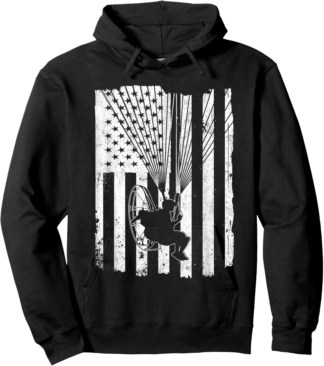 Paramotor Powered Paraglider USA American Flag Hoodie - Hoodie | Black