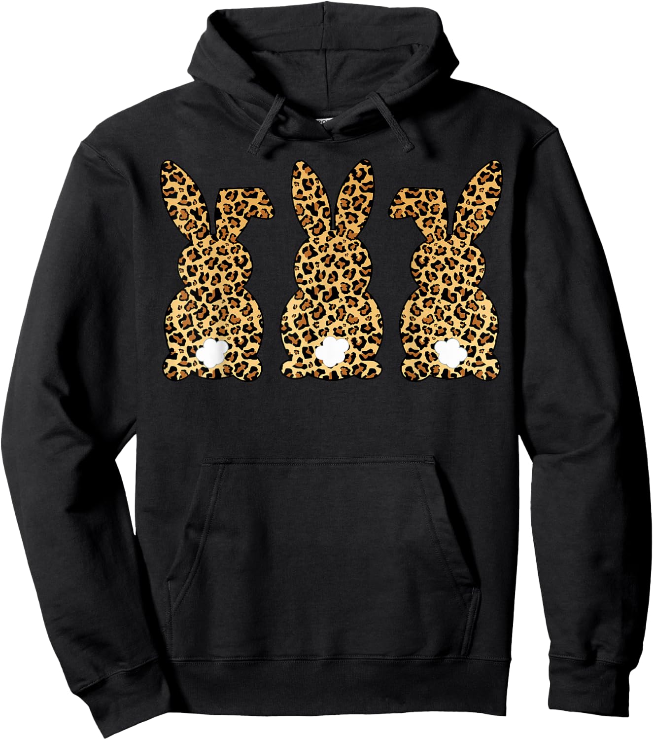 Leopard Print Easter Bunnies Spring Rabbit Animal Print Hoodie - Hoodie | Black