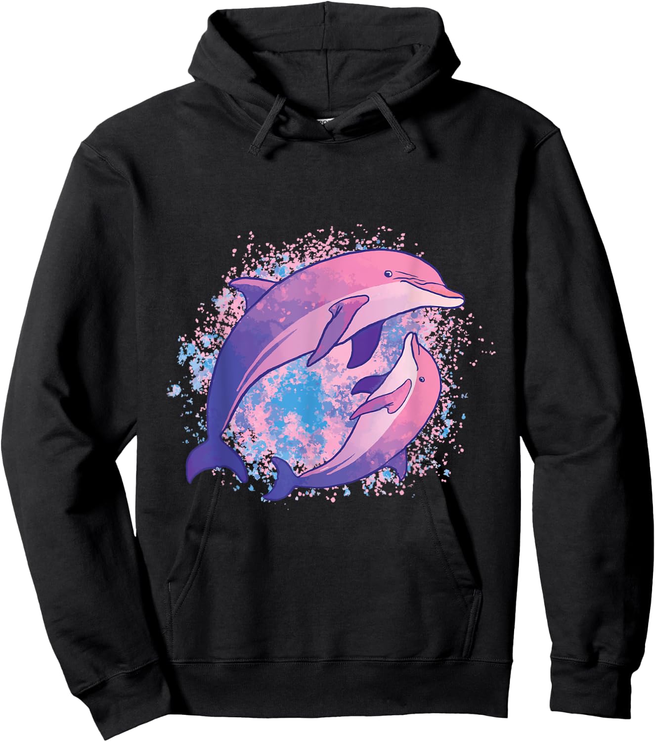 Cute Tie-dye Dolphin shirt Parent And Child Dolphins Hoodie - Hoodie | Black