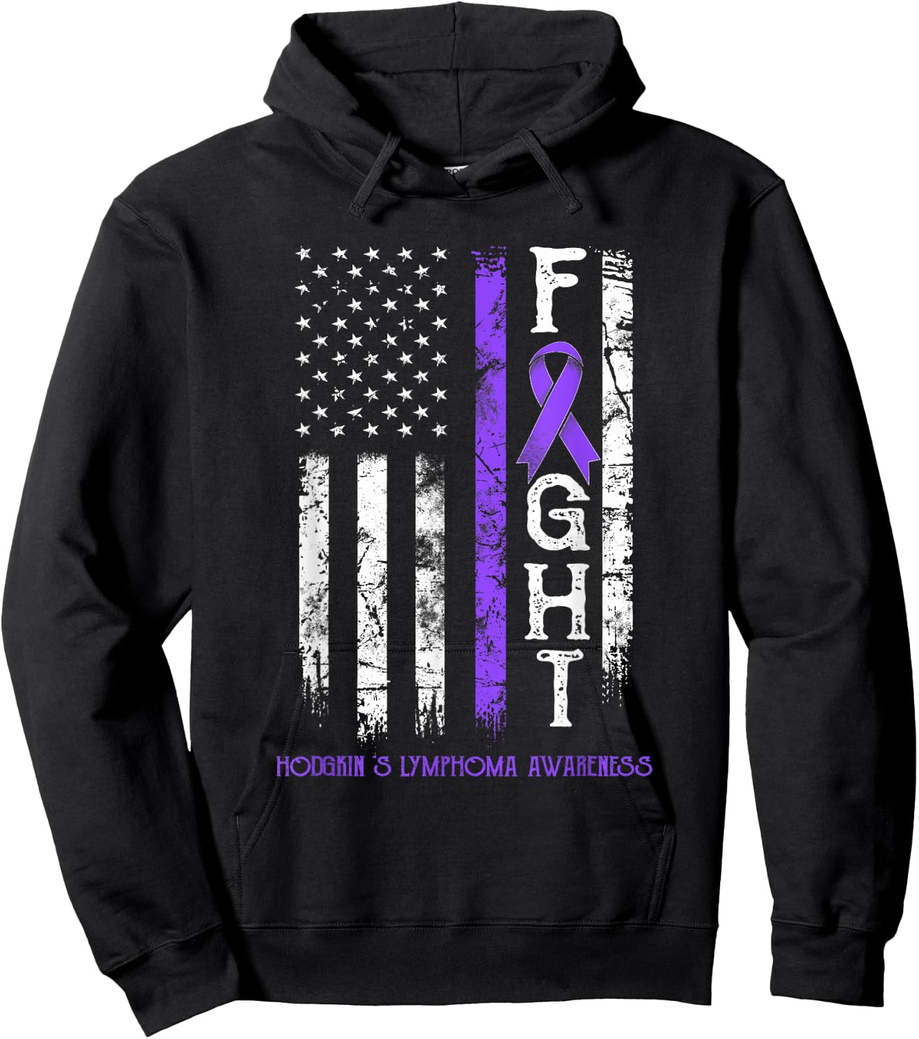 Hodgkin's Lymphoma Warrior US Flag Hoodie - Hoodie | Black