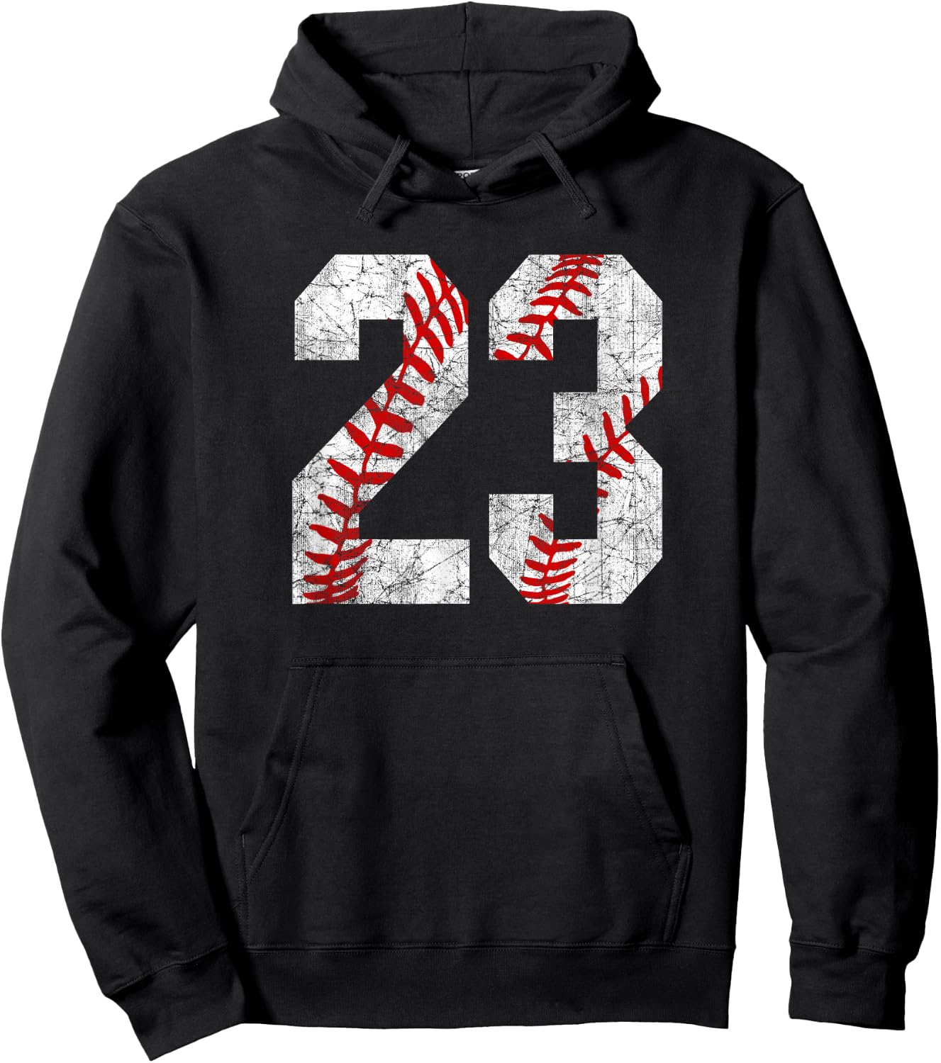 Vintage Worn Baseball Mom #23 Jersey Baseball Number 23 Hoodie - Hoodie | Black