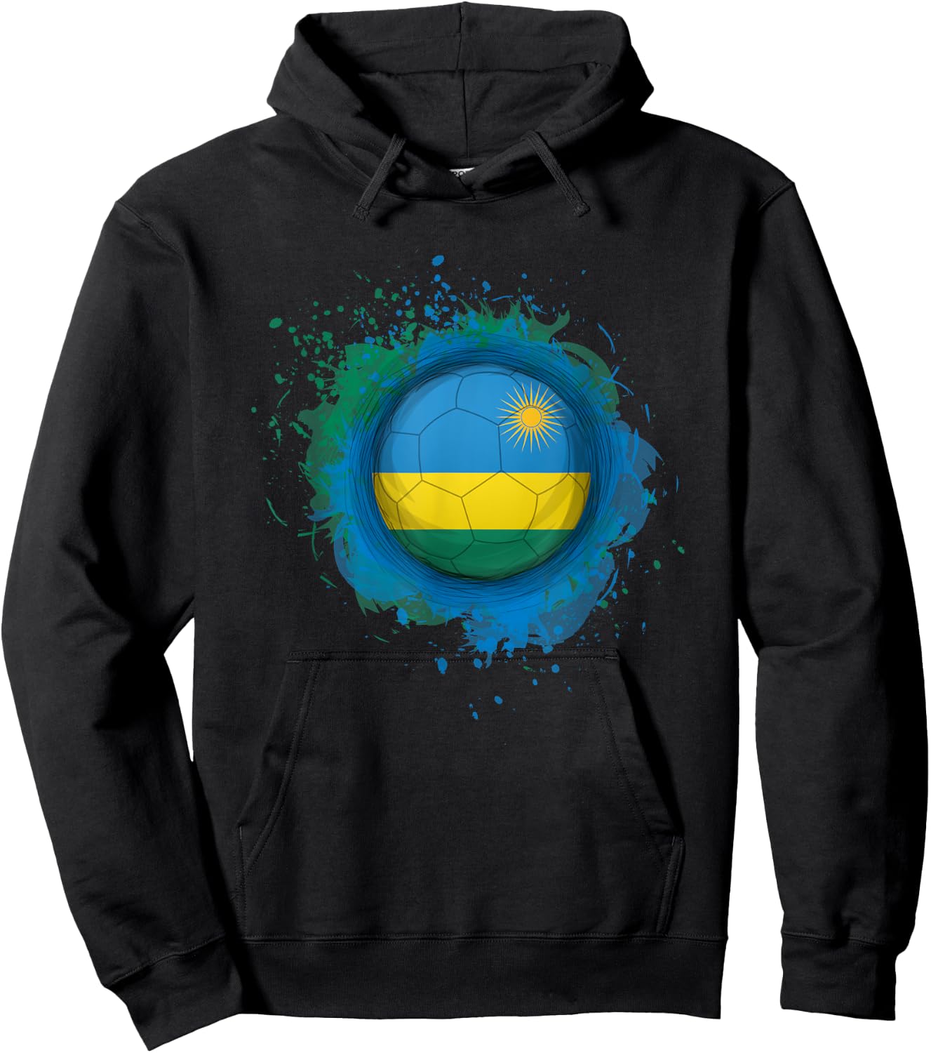 Proud Heritage Rwanda Flag Soccer Ball Hoodie - Hoodie | Black