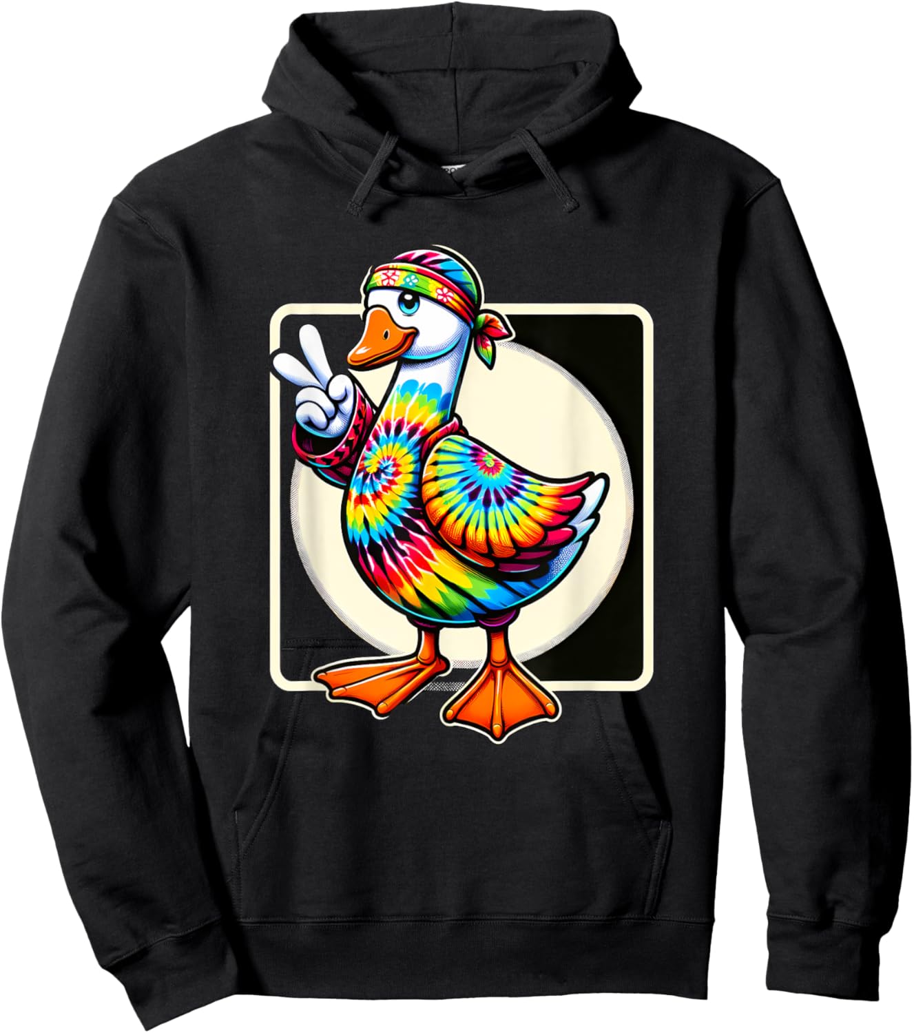 Peace Sign Tie Dye Goose Hoodie - Hoodie | Black