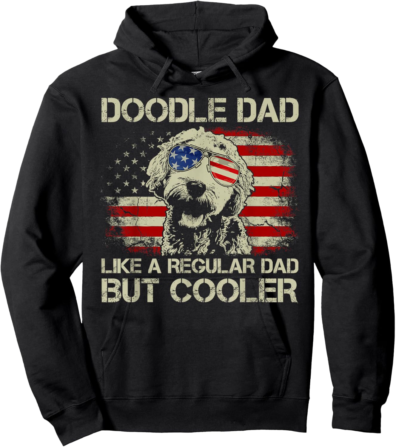 Doodle Dad Goldendoodle Regular Dad But Cooler American Flag Hoodie - Hoodie | Black