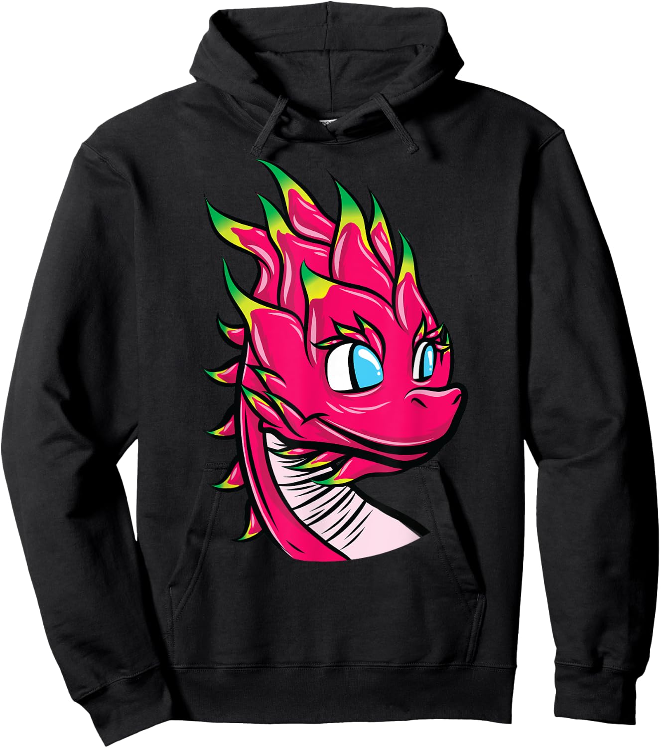 Cute Cartoon Pitaya Dragon Fruit with Dragon Head Hoodie - Hoodie | Black