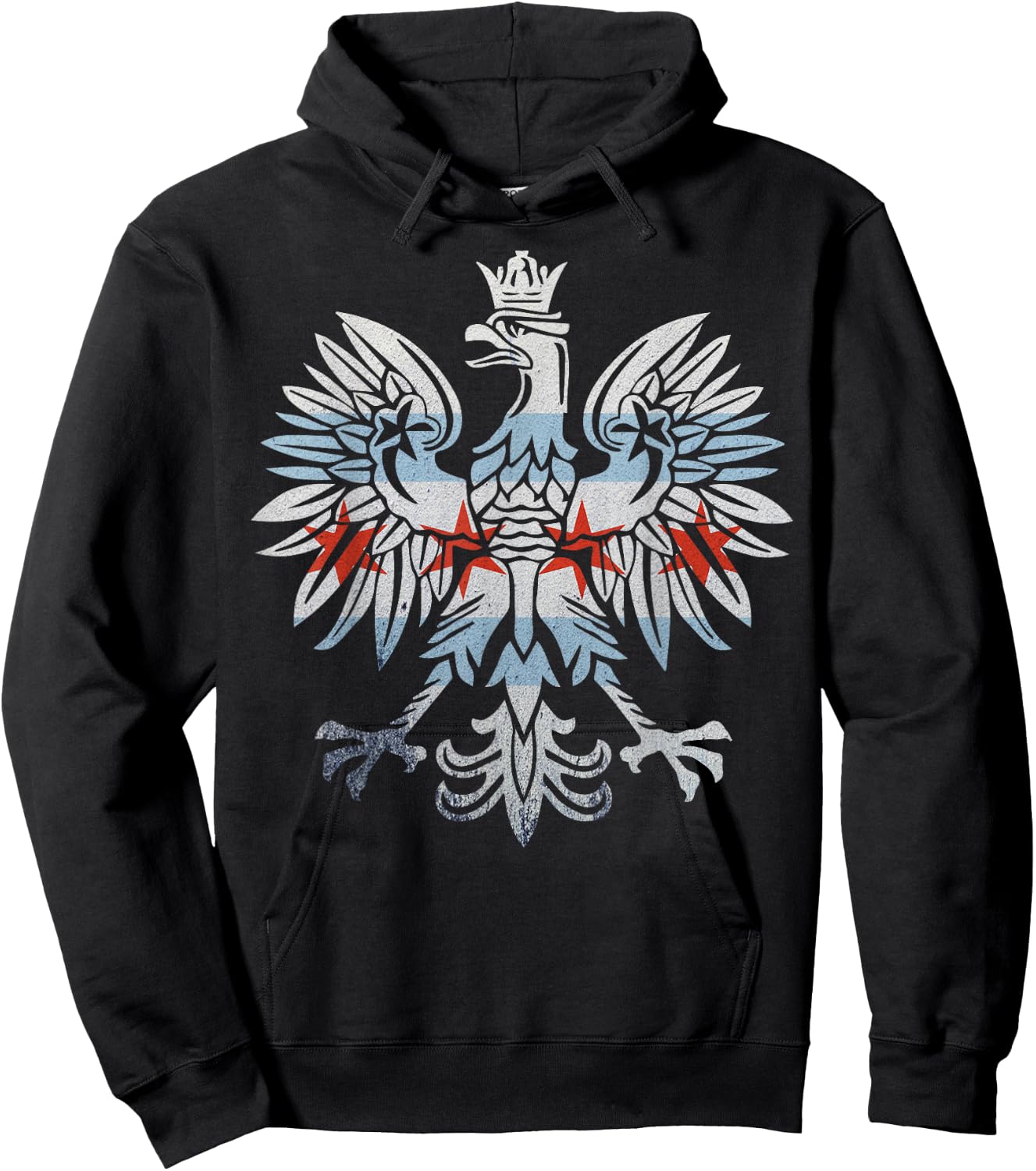 Cool Chicago Flag Polish Eagle | Funny Illinois Emblem Gift Hoodie - Hoodie | Black
