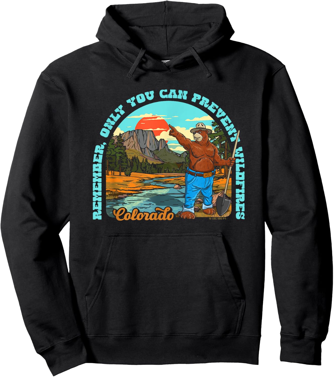 Only You Can Prevent Wildfires Smokey Bear Colorado Mountain Hoodie - Hoodie | Black