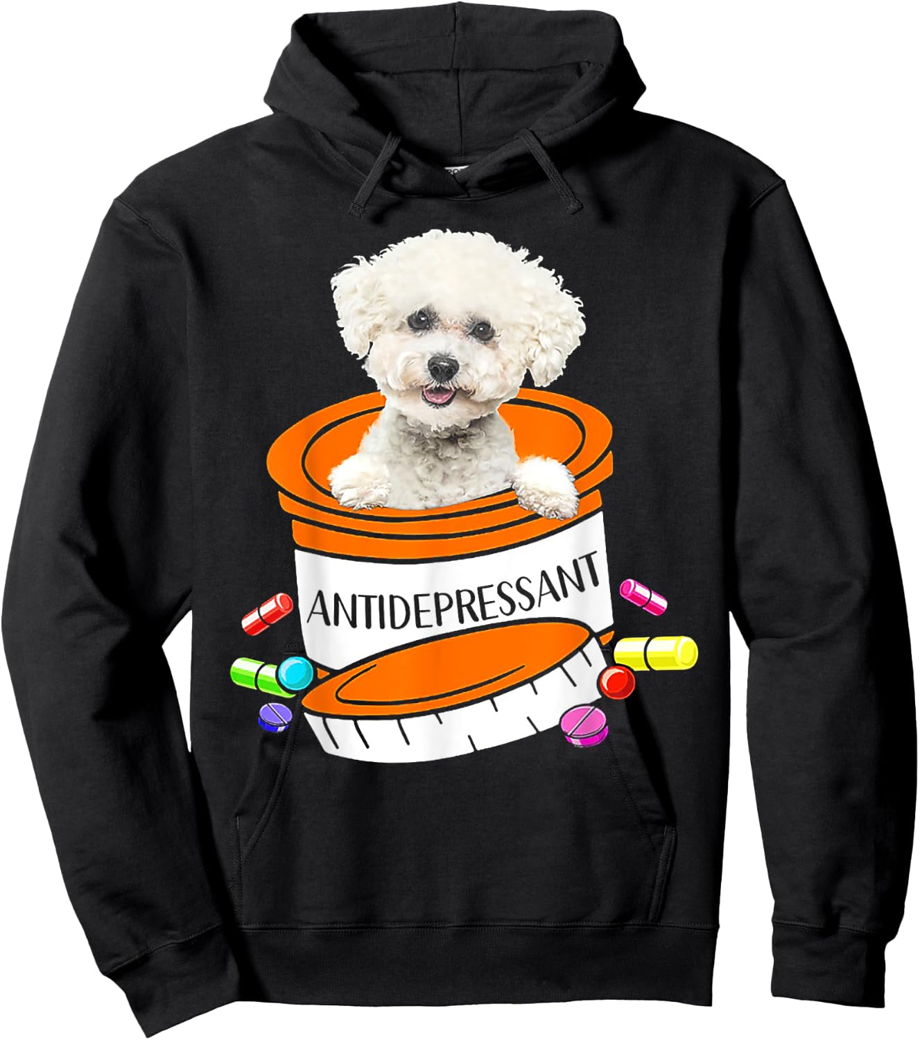 Bichon Frise antidepressant Hoodie - Hoodie | Black