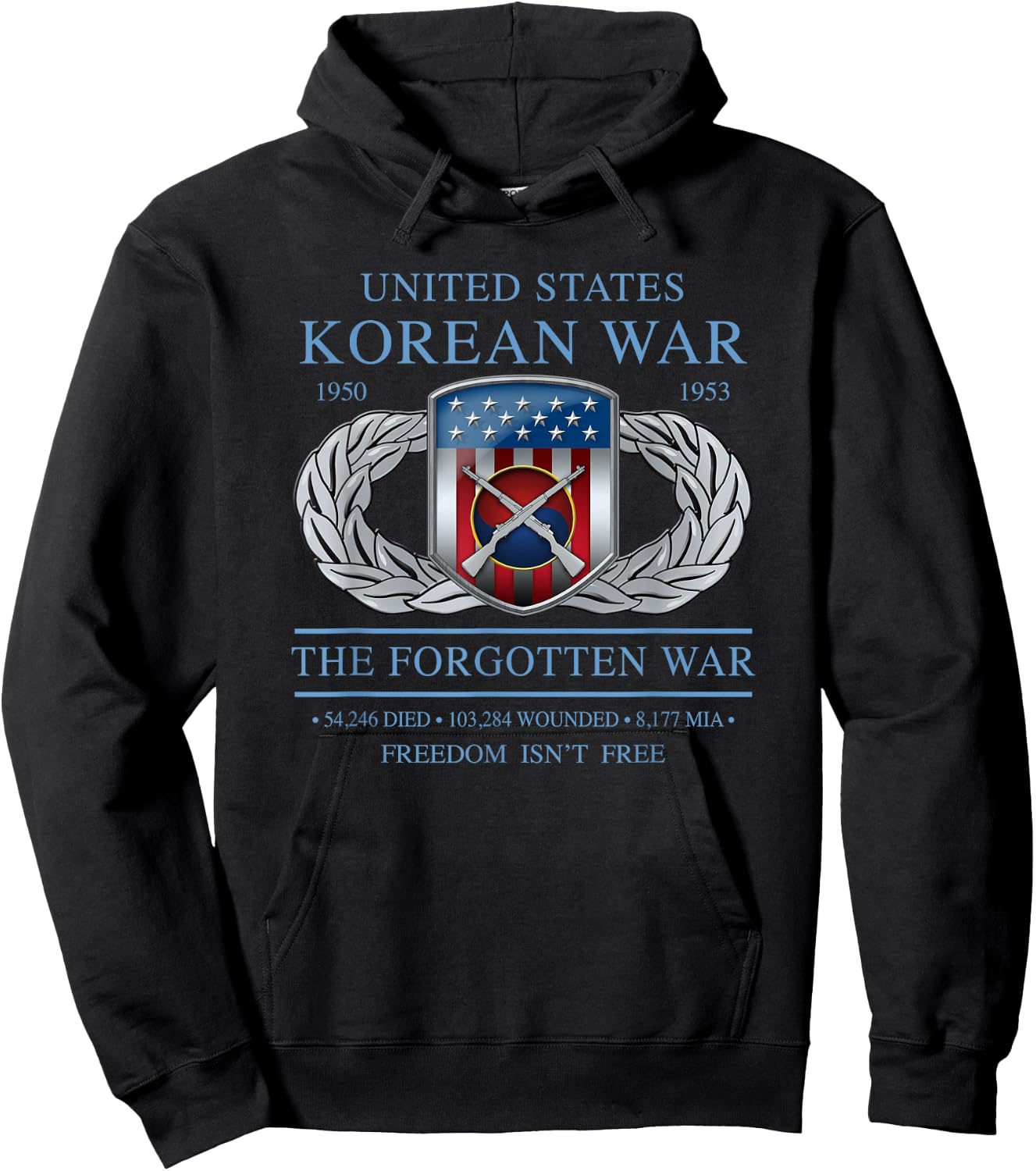 MEDALS OF AMERICA EST. 1976 The Forgotten War Korean War Adult Black Short Sleeve Modern Casual Hoodie - Hoodie | Black