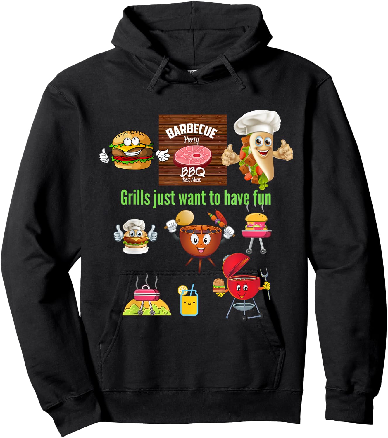 Grills Just Want To Have Fun BBQ Grill Master Grilling Dad Hoodie - Hoodie | Black