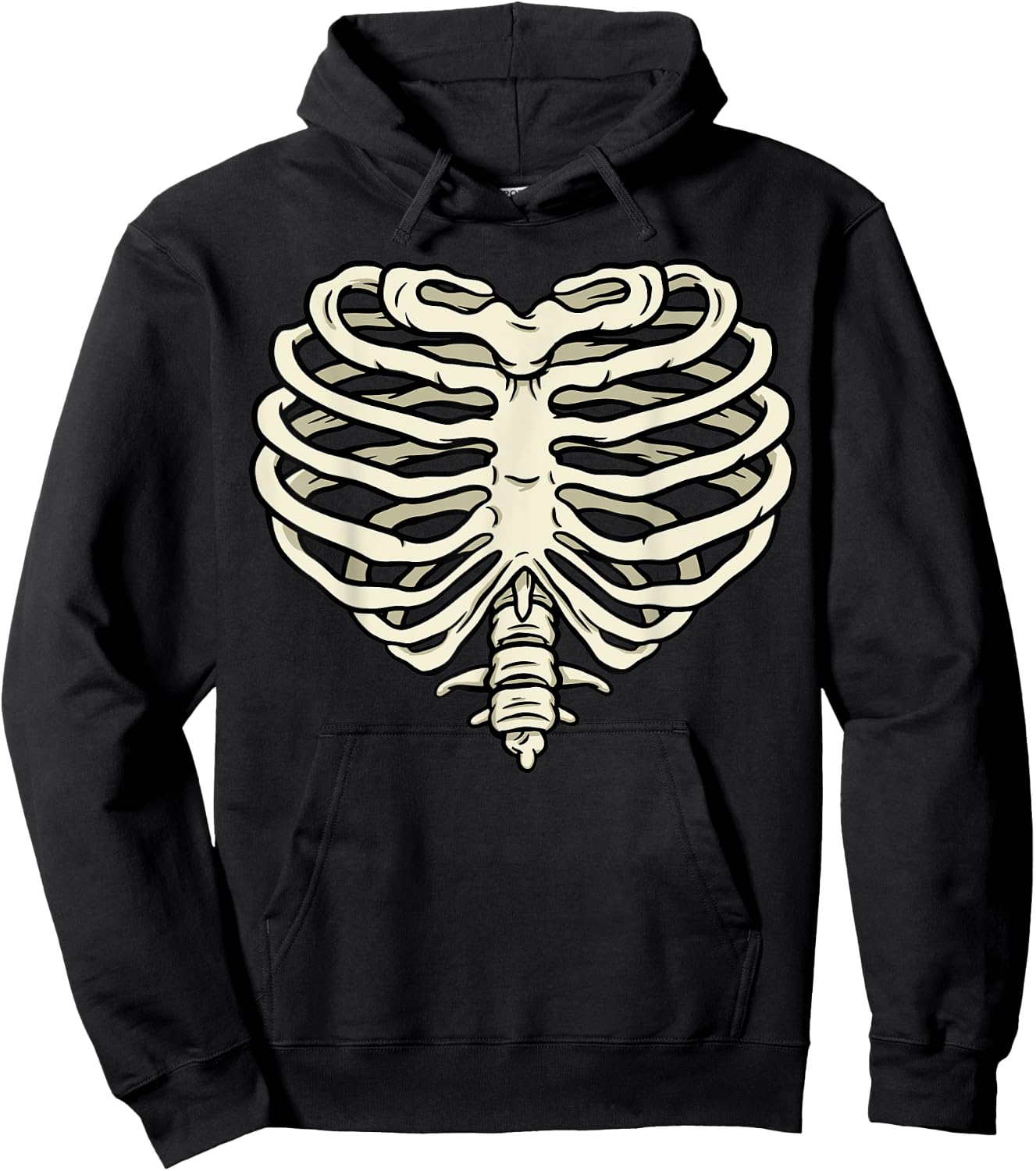 Halloween Costume Heart Shape of a Skeleton Rib Cage Hoodie - Hoodie | Black