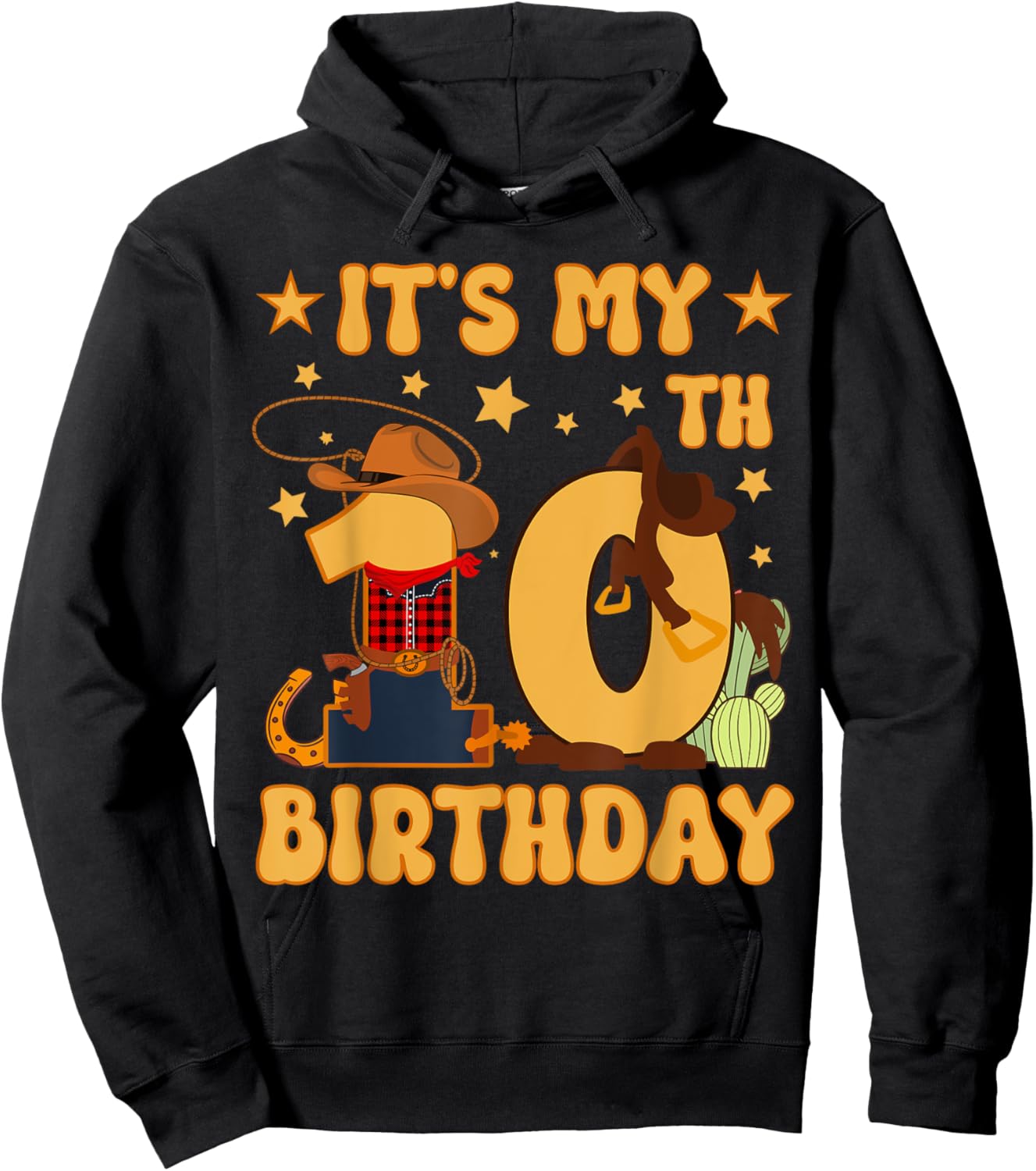 It's My 10th Birthday Cowboy Rodeo Horse 10 Year Old Boy Hoodie - Hoodie | Black