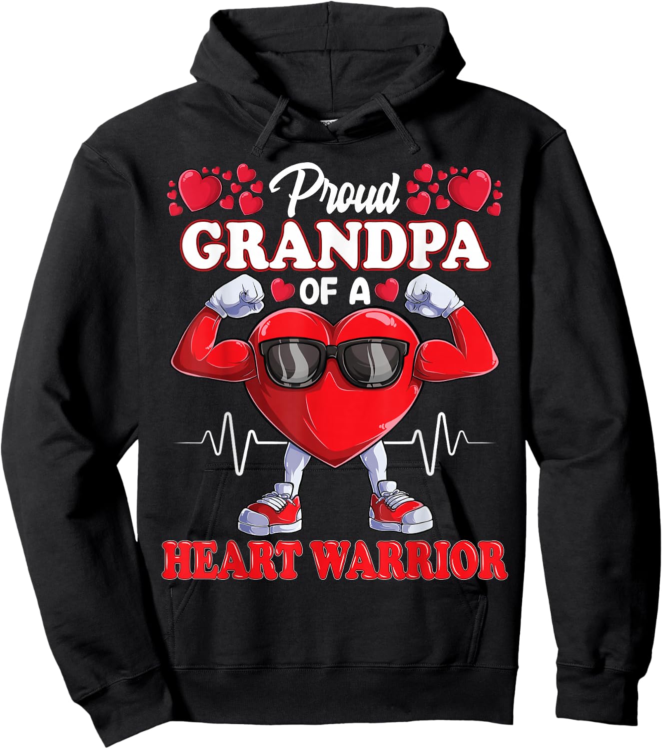 Proud Grandpa of a Heart Warrior CHD Awareness Hoodie - Hoodie | Black