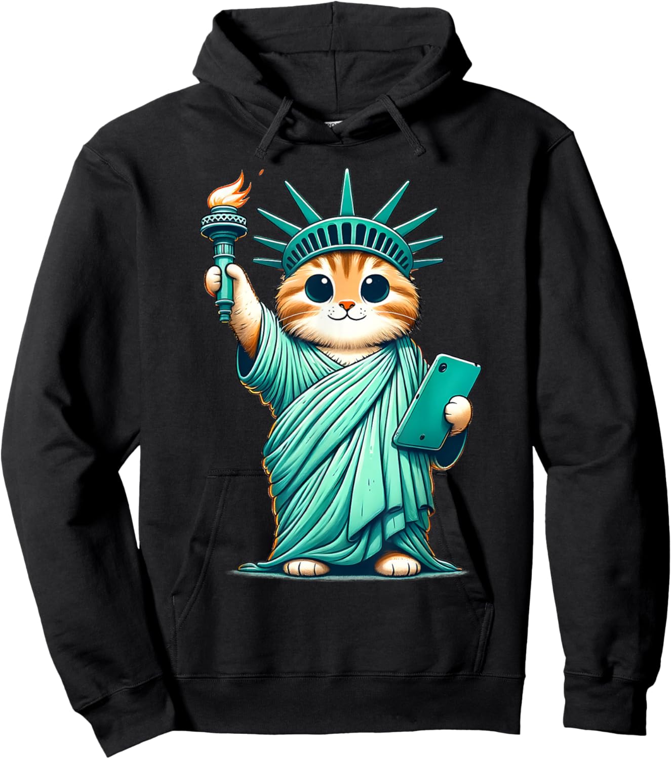 Cute Kawaii Cat Statue of Liberty I Love New York NYC Hoodie - Hoodie | Black
