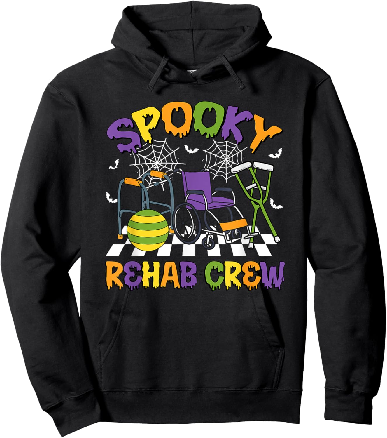 Retro Spooky Rehab Crew Rehab Nurse Halloween Costumes Hoodie - Hoodie | Black