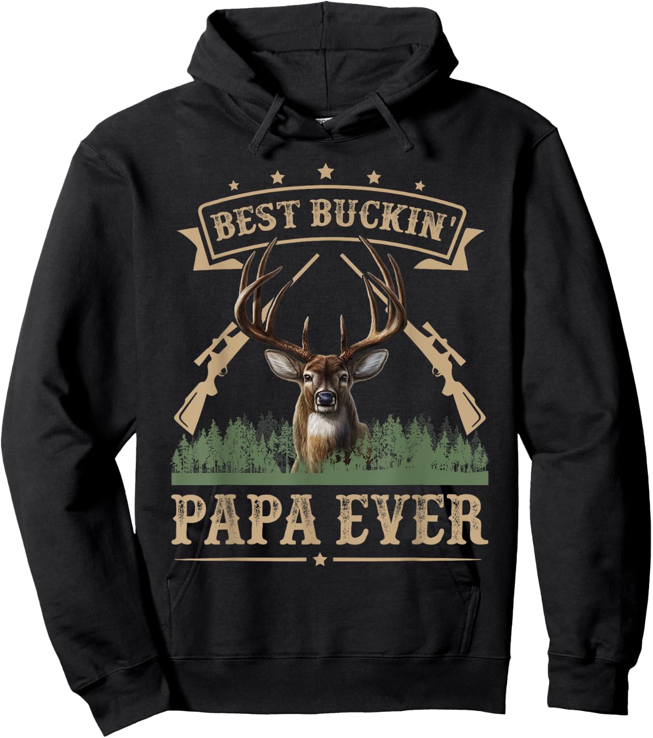 Fathers Day Best Buckin' Papa Ever Deer Hunting Bucking Hoodie - Hoodie | Black