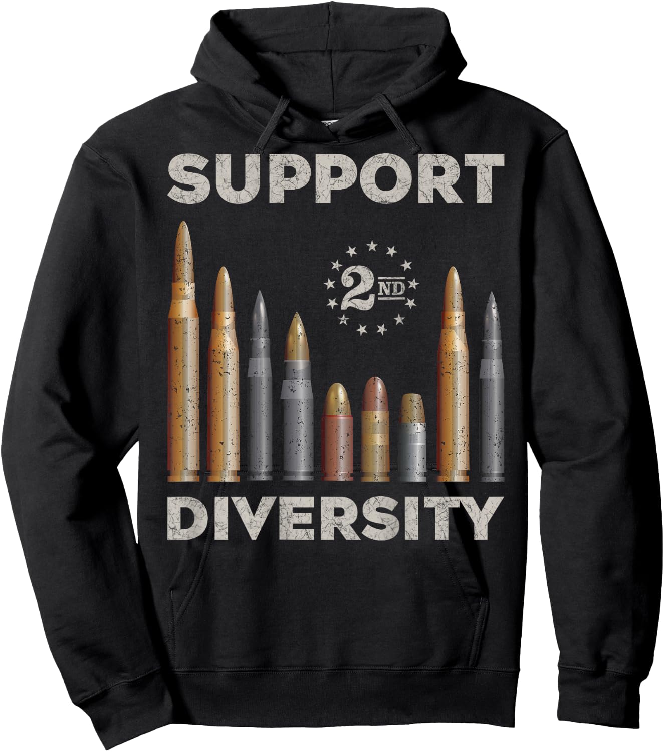 Support Diversity Bullet/Second Amendment Gun Rights Back Hoodie - Hoodie | Black