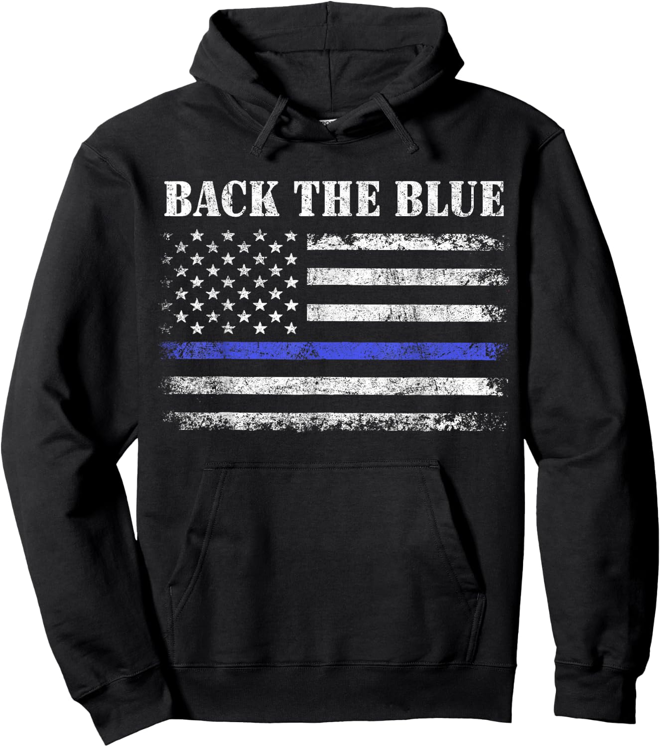 Back The Blue Thin Blue Line American Flag Police Support Hoodie - Hoodie | Black