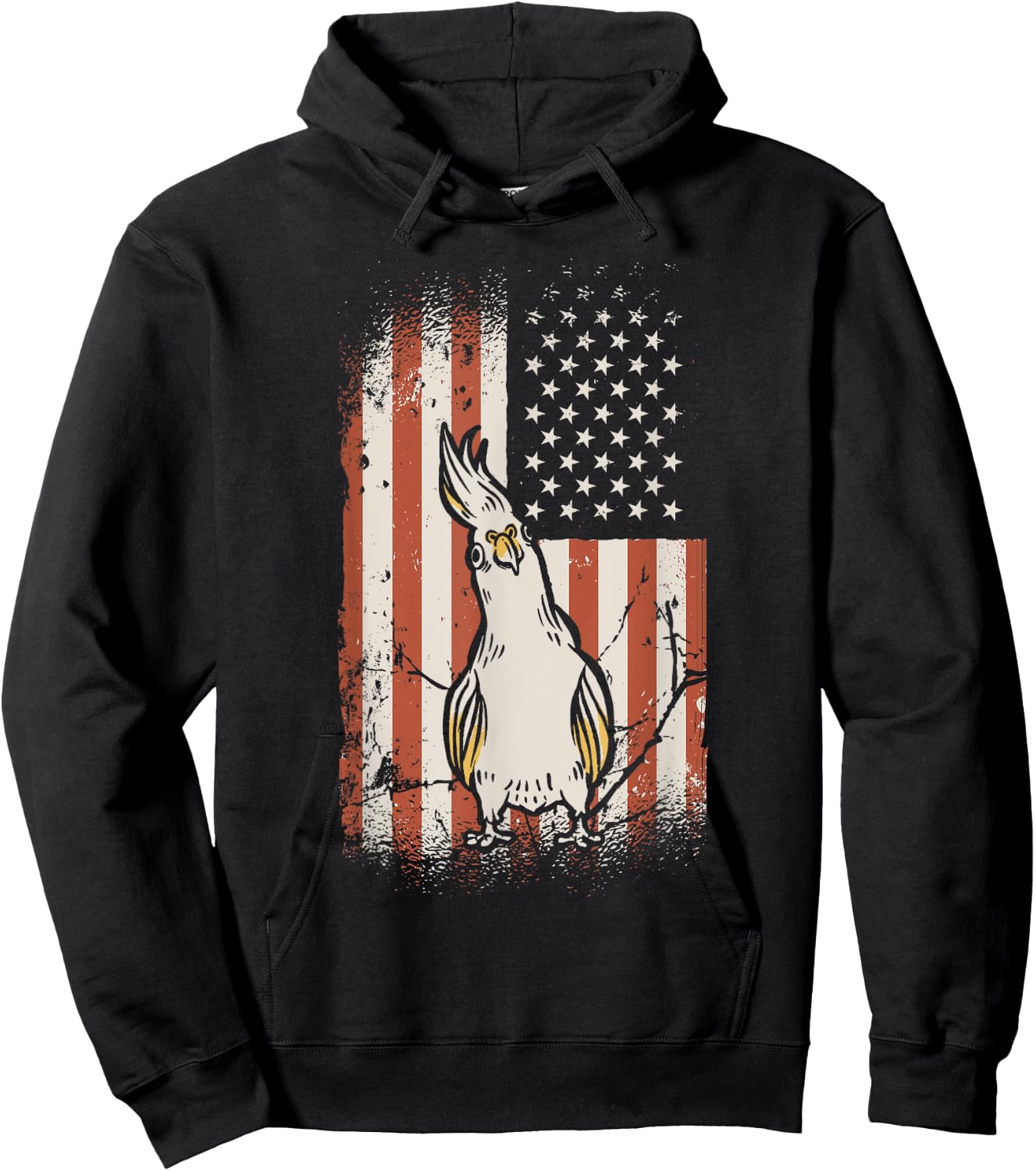 Cockatiel American Flag Bird Lover Patriotic Cockatiel Hoodie - Hoodie | Black