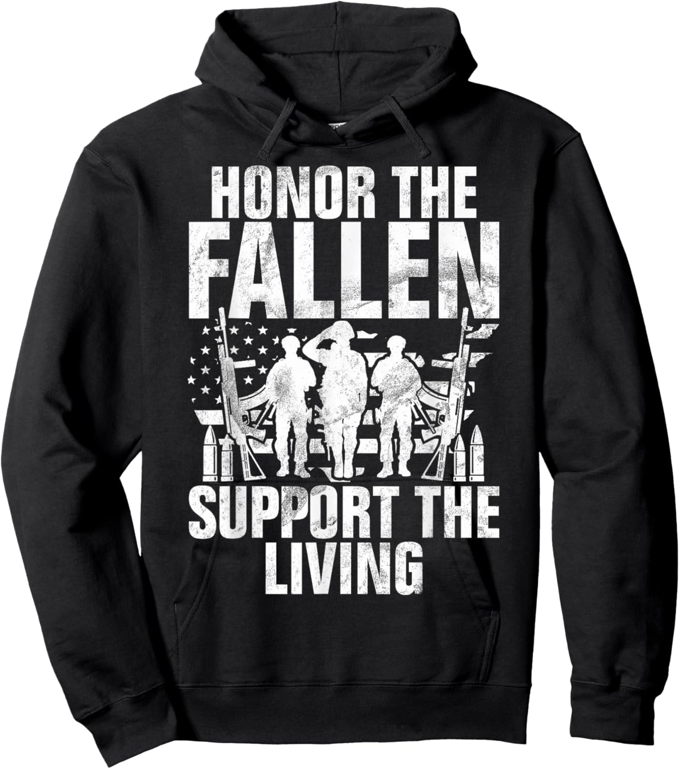 Honor the Fallen Support the Living Veteran Hoodie - Hoodie | Black