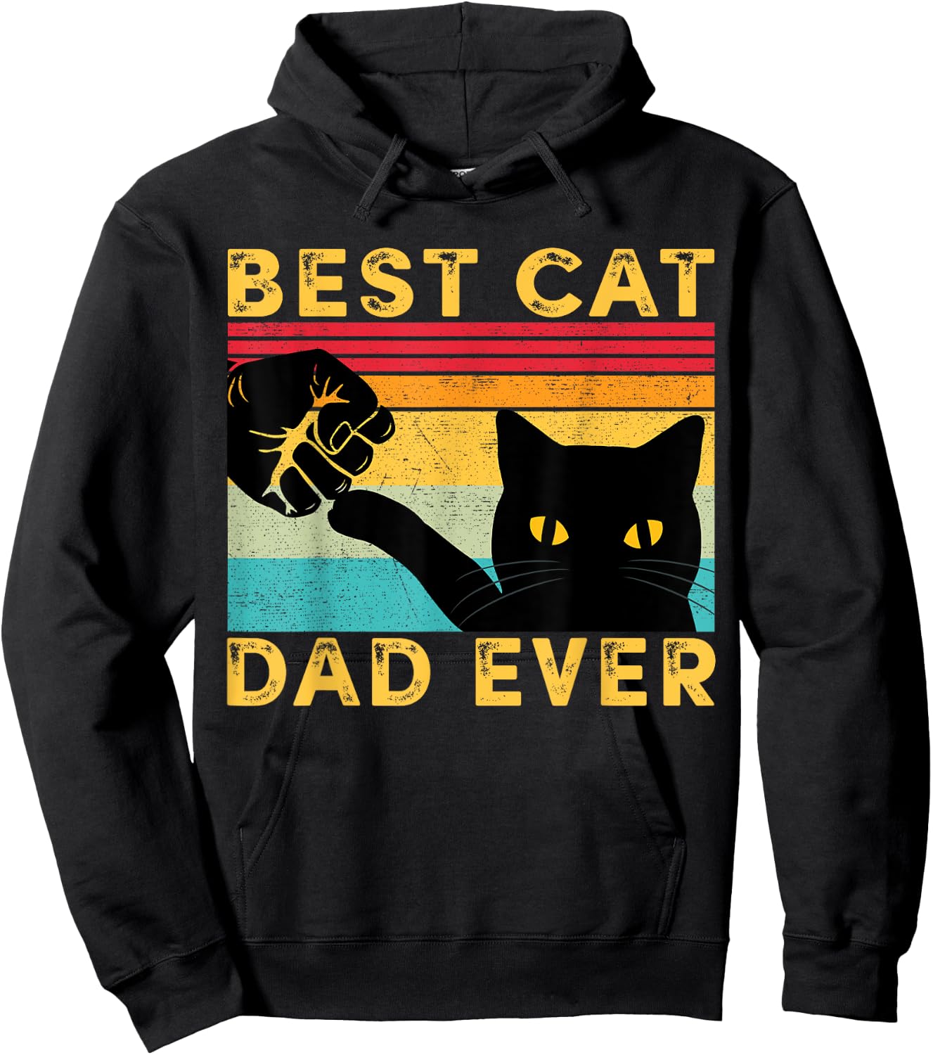 Best Cat Dad Ever Funny Cat Daddy Fist Bump Father's Day Hoodie - Hoodie | Black