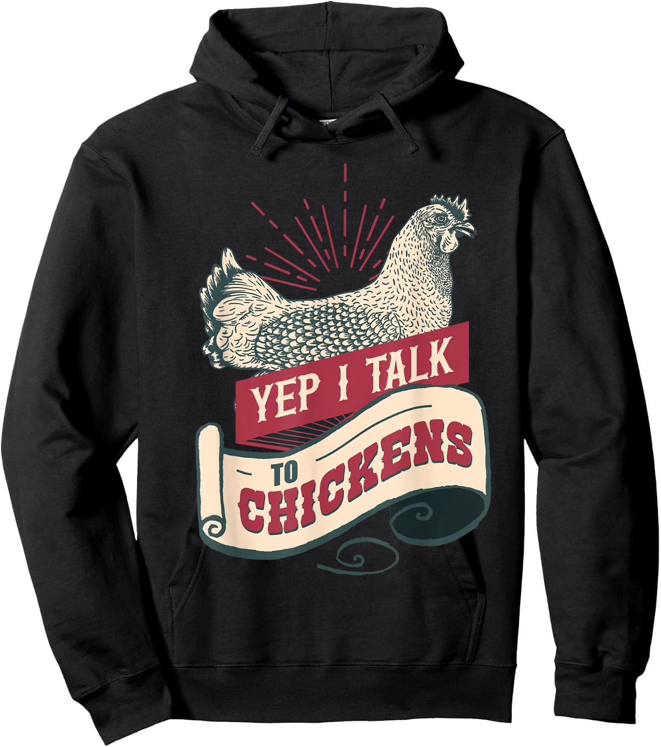 Yep I Talk To Chickens Vintage Style Shirt Chicken Hoodie - Hoodie | Black