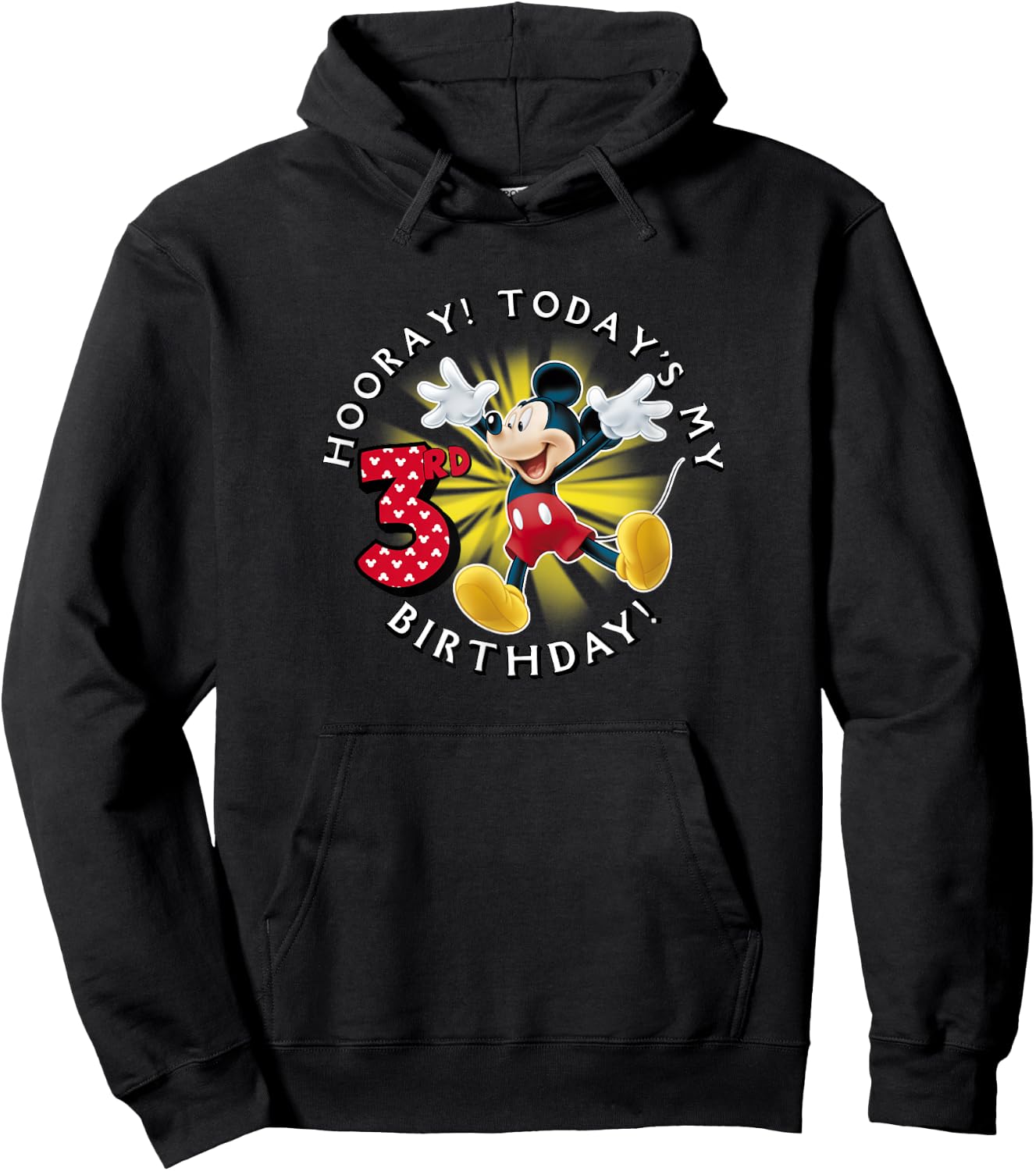 Disney Mickey Mouse Hooray! Today's My 3rd Birthday Hoodie - Hoodie | Black