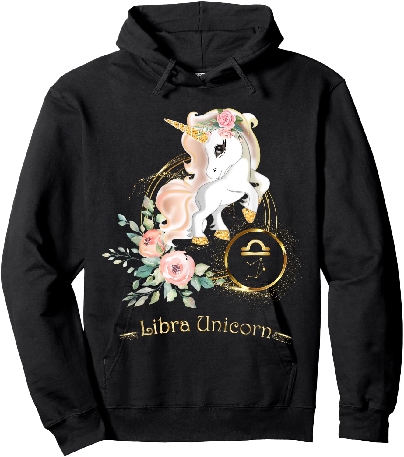 Libra Shirt Zodiac Unicorn Sign Astrology Kids Hoodie - Hoodie | Black