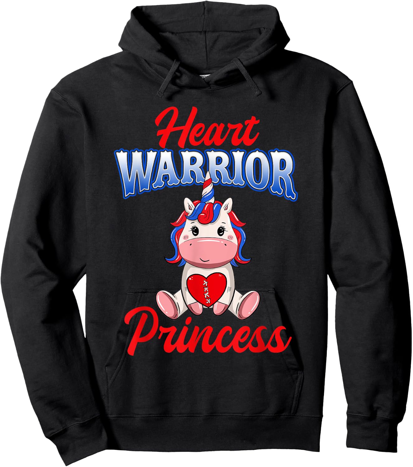 Unicorn Heart Warrior Princess CHD Awareness Shirts Girls Hoodie - Hoodie | Black