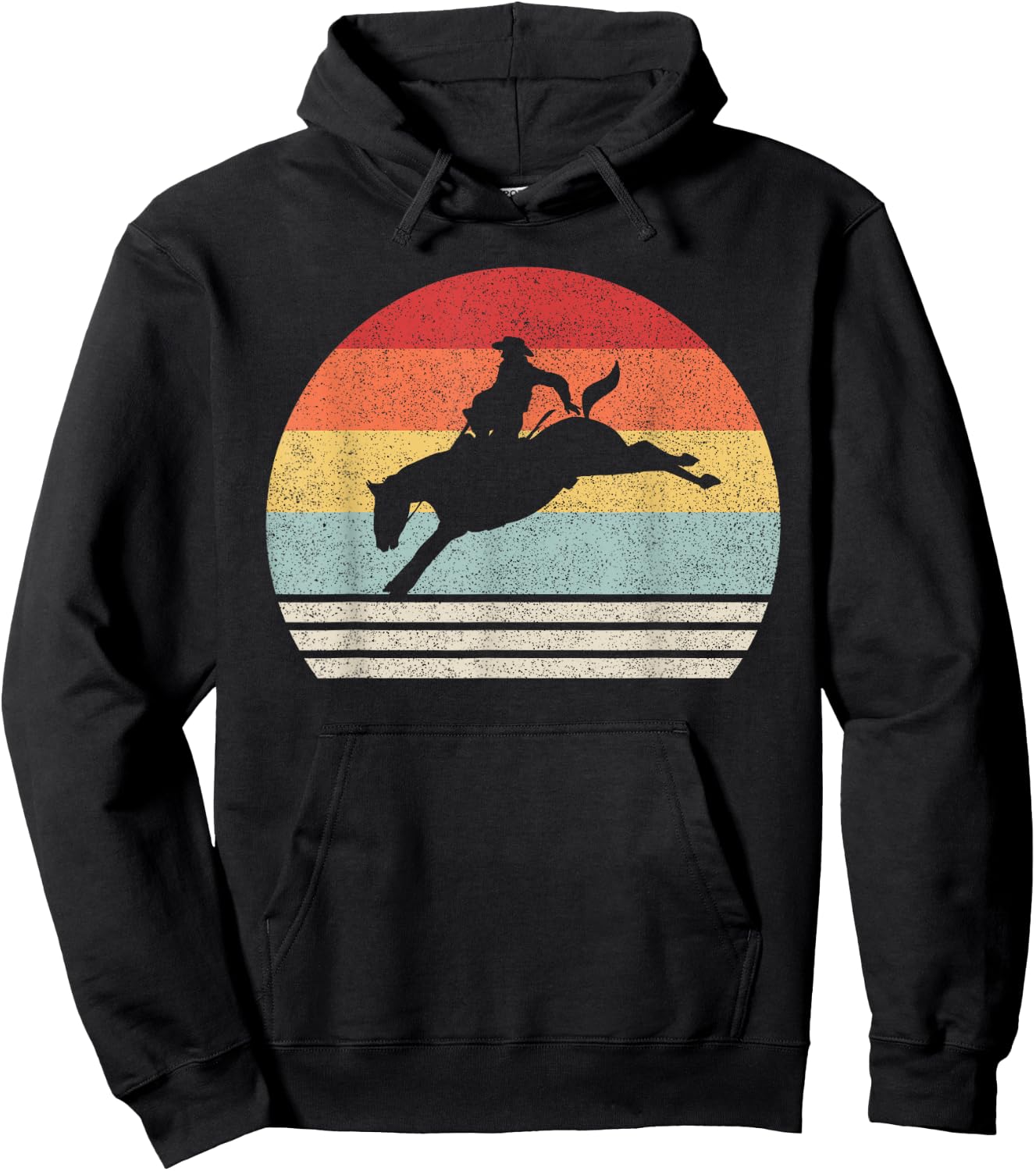 Retro Rodeo Bucking Bronc Riding Bronco Horse Hoodie - Hoodie | Black