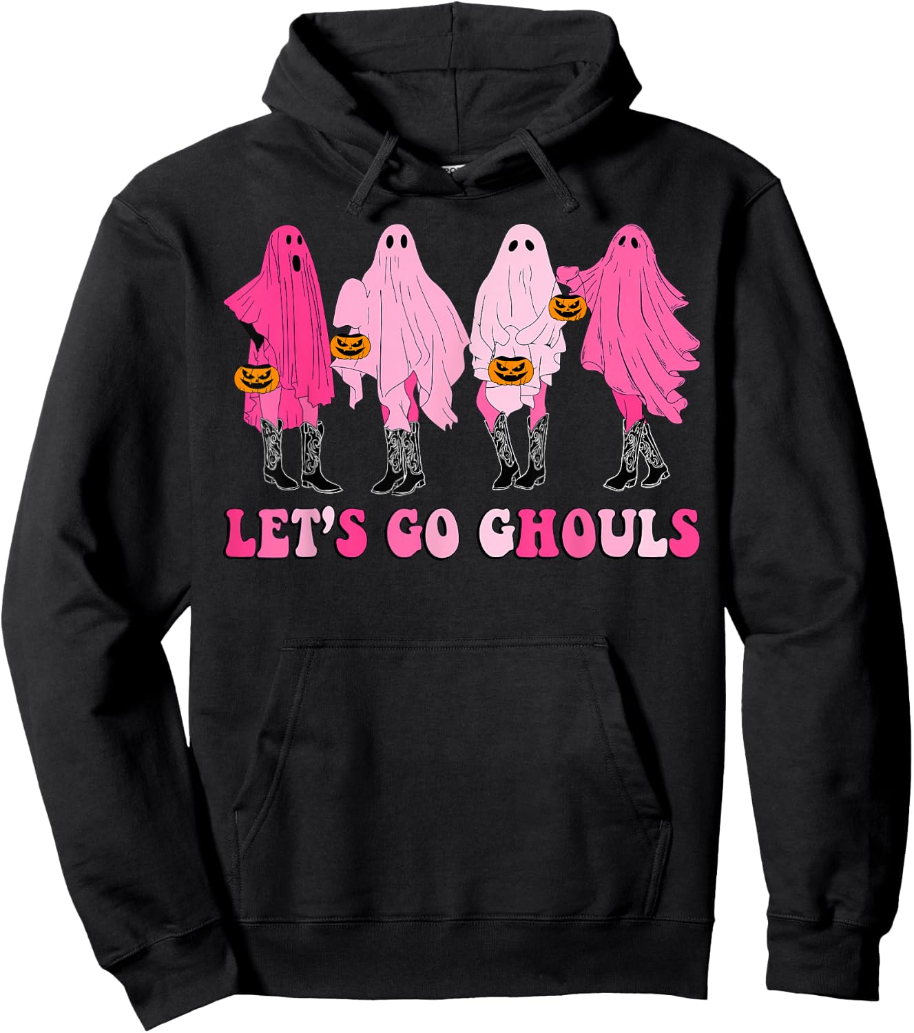 Let’s Go Ghouls Groovy Trick Or Treat Ghosts Halloween Hoodie - Hoodie | Black