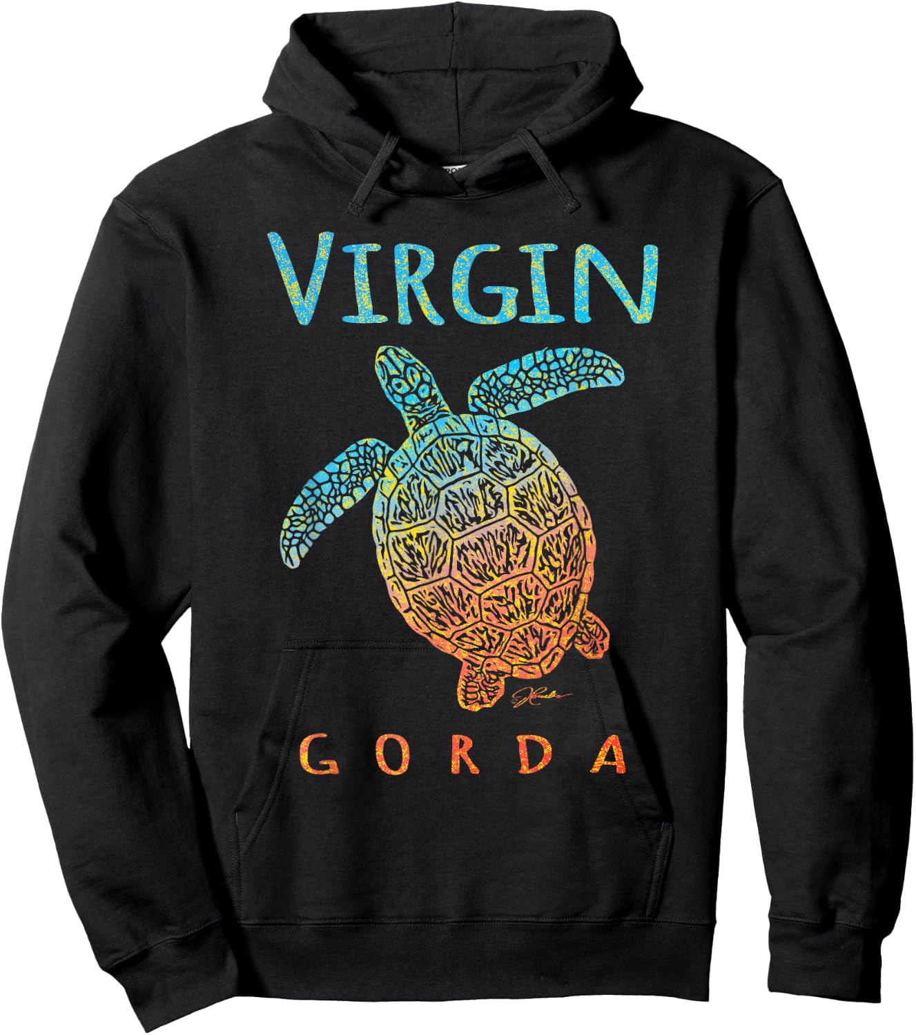 JCombs: Virgin Gorda, BVI, Sea Turtle, Beach Hoodie - Hoodie | Black