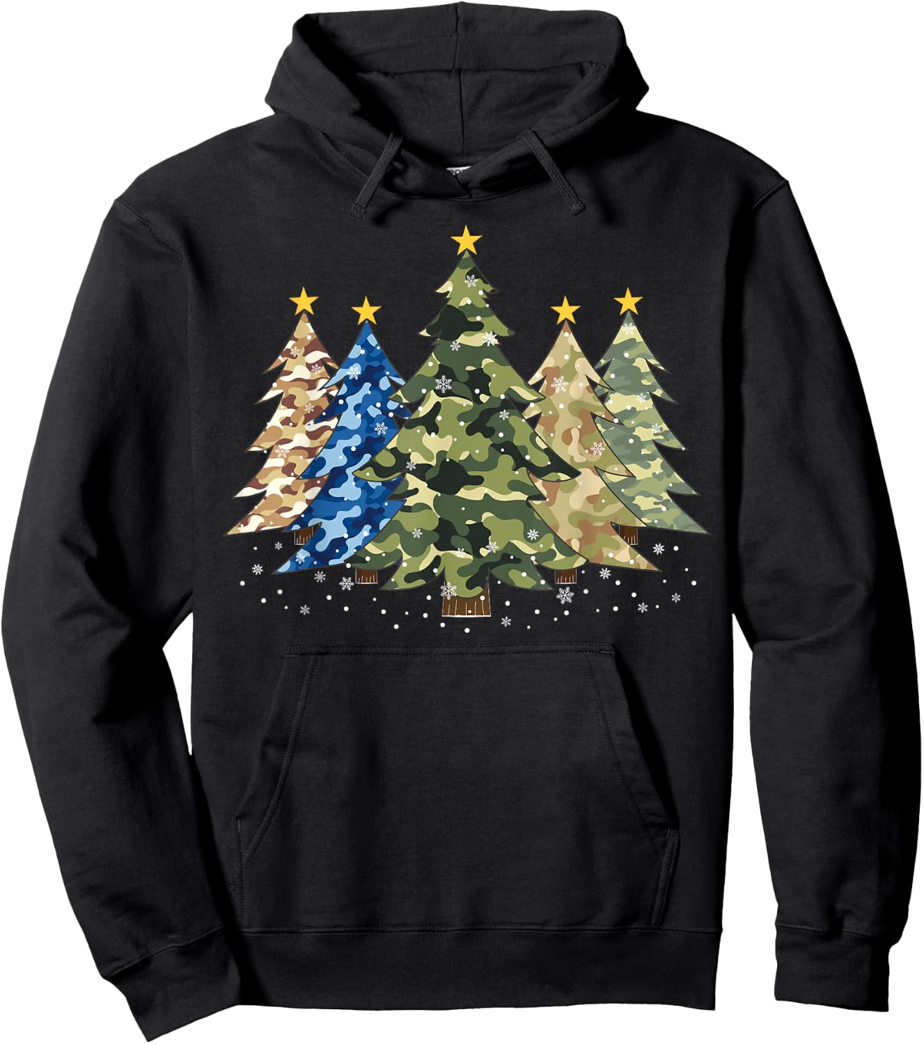 Camo Print Christmas Trees with Camouflage Print Xmas Hoodie - Hoodie | Black
