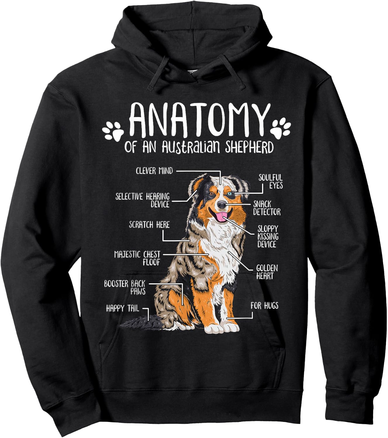 Funny Anatomy Australian Shepherd Dog Lover Aussie Small Hoodie - Hoodie | Black