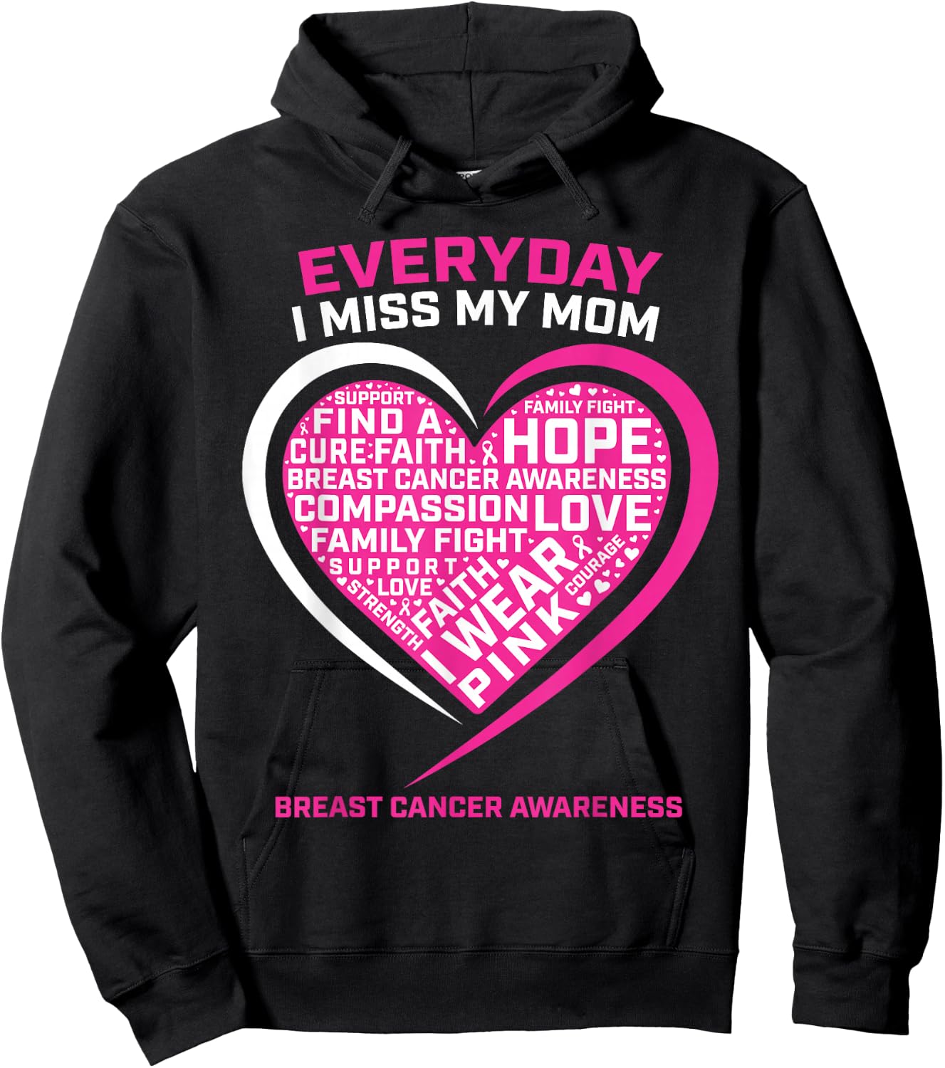 Remembrance In Memory Of My Mom Pink Breast Cancer Awareness Hoodie - Hoodie | Black