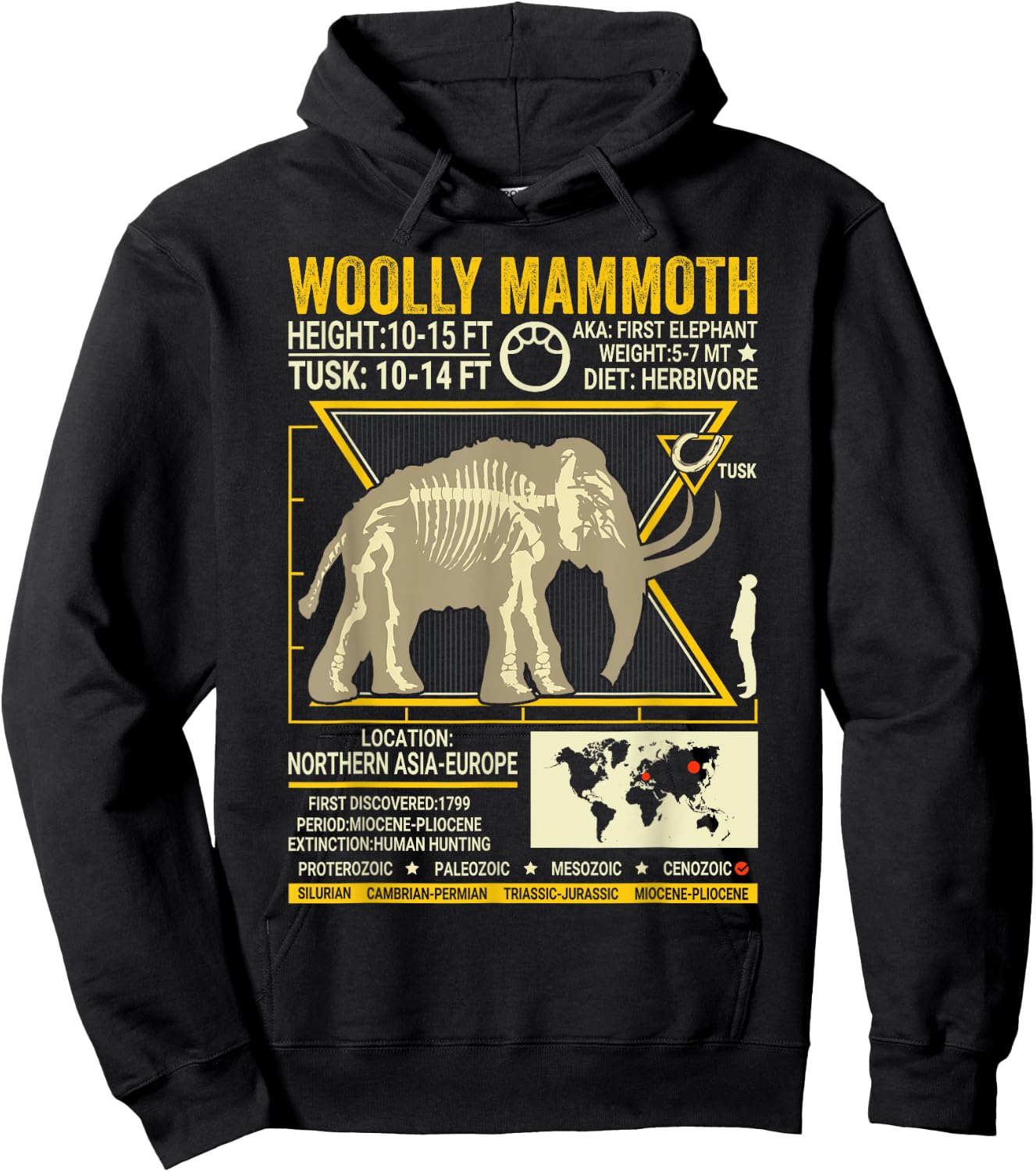 Woolly Mammoth Science Anatomy Extinct Animal Lover Facts Hoodie - Hoodie | Black