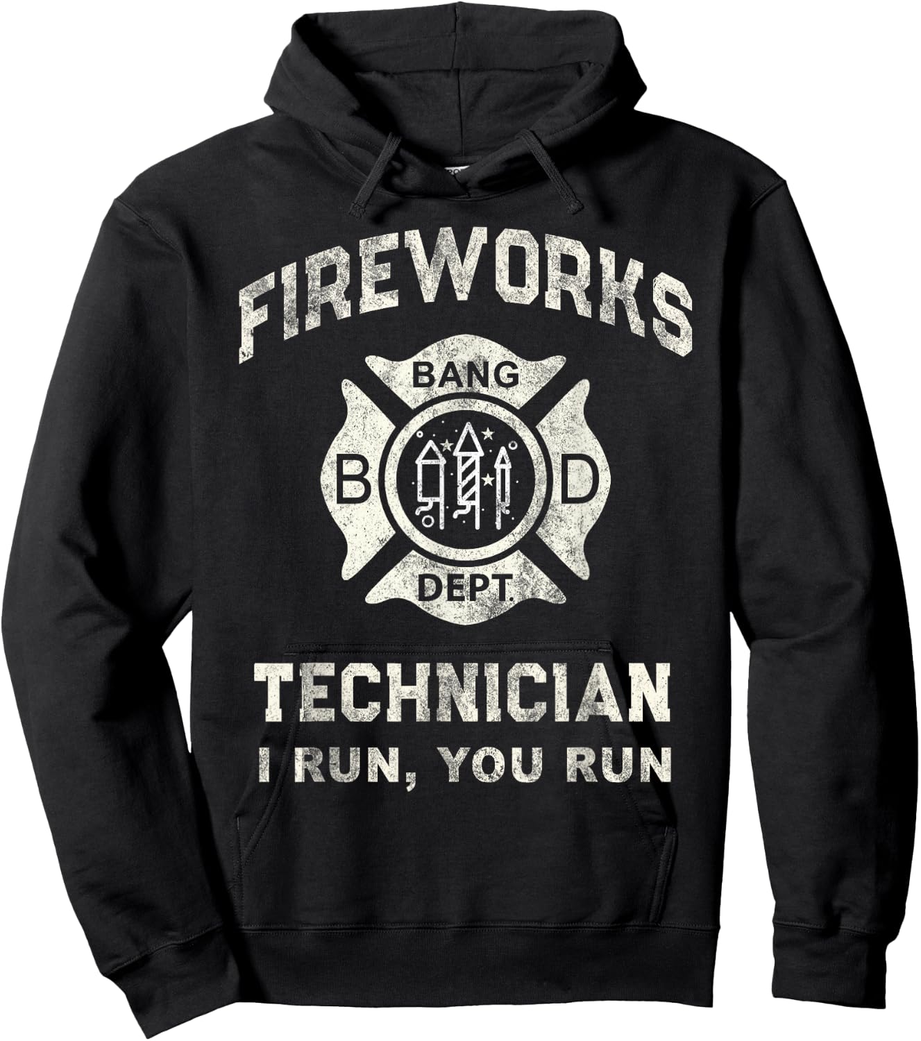 Funny Fireworks Technician Pyro Tech Firefighter America Red Hoodie - Hoodie | Black