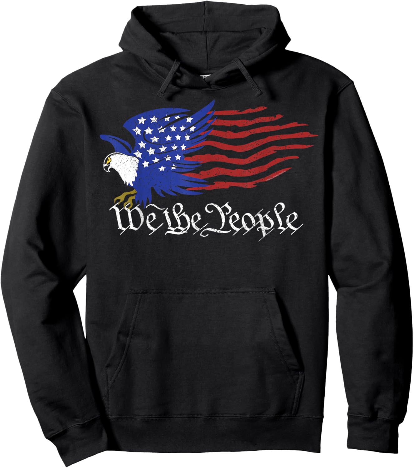 Patriotic Grunge USA Flag Eagle We the People 4th of July Hoodie - Hoodie | Black