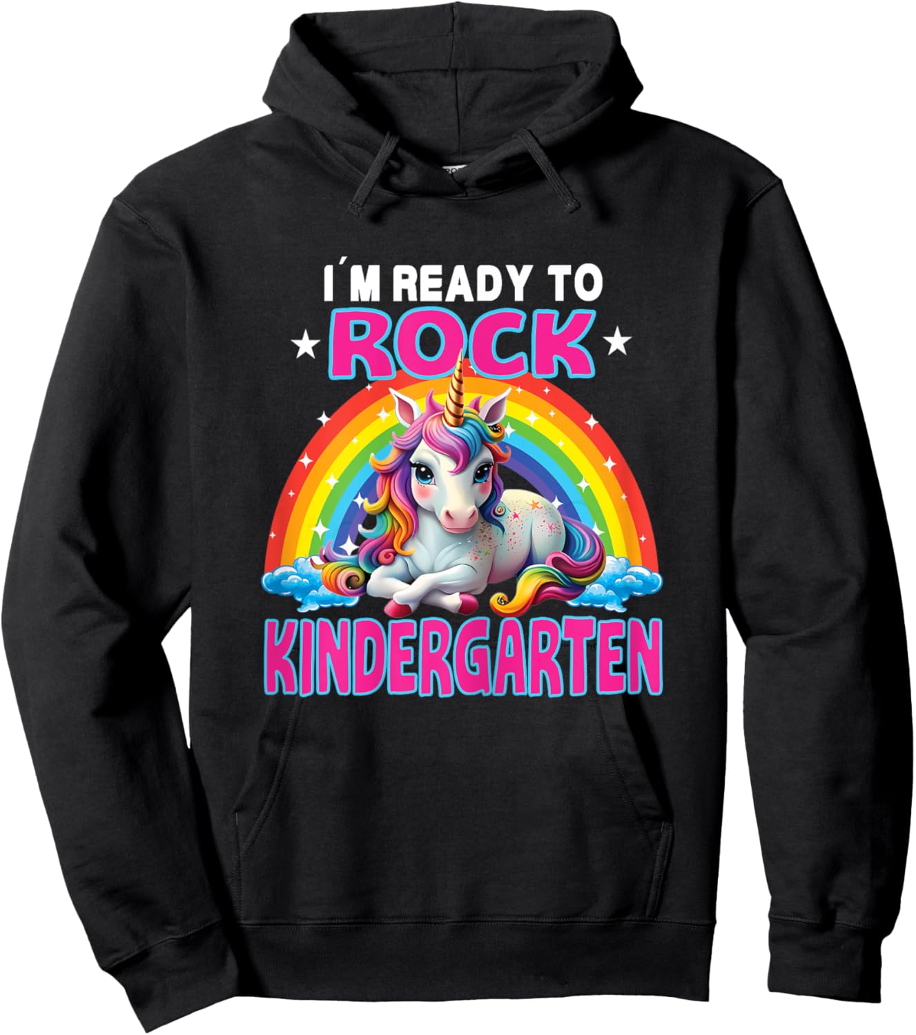 Rock Kindergarten Back To School gift girls Dabbing Unicorn Hoodie - Hoodie | Black