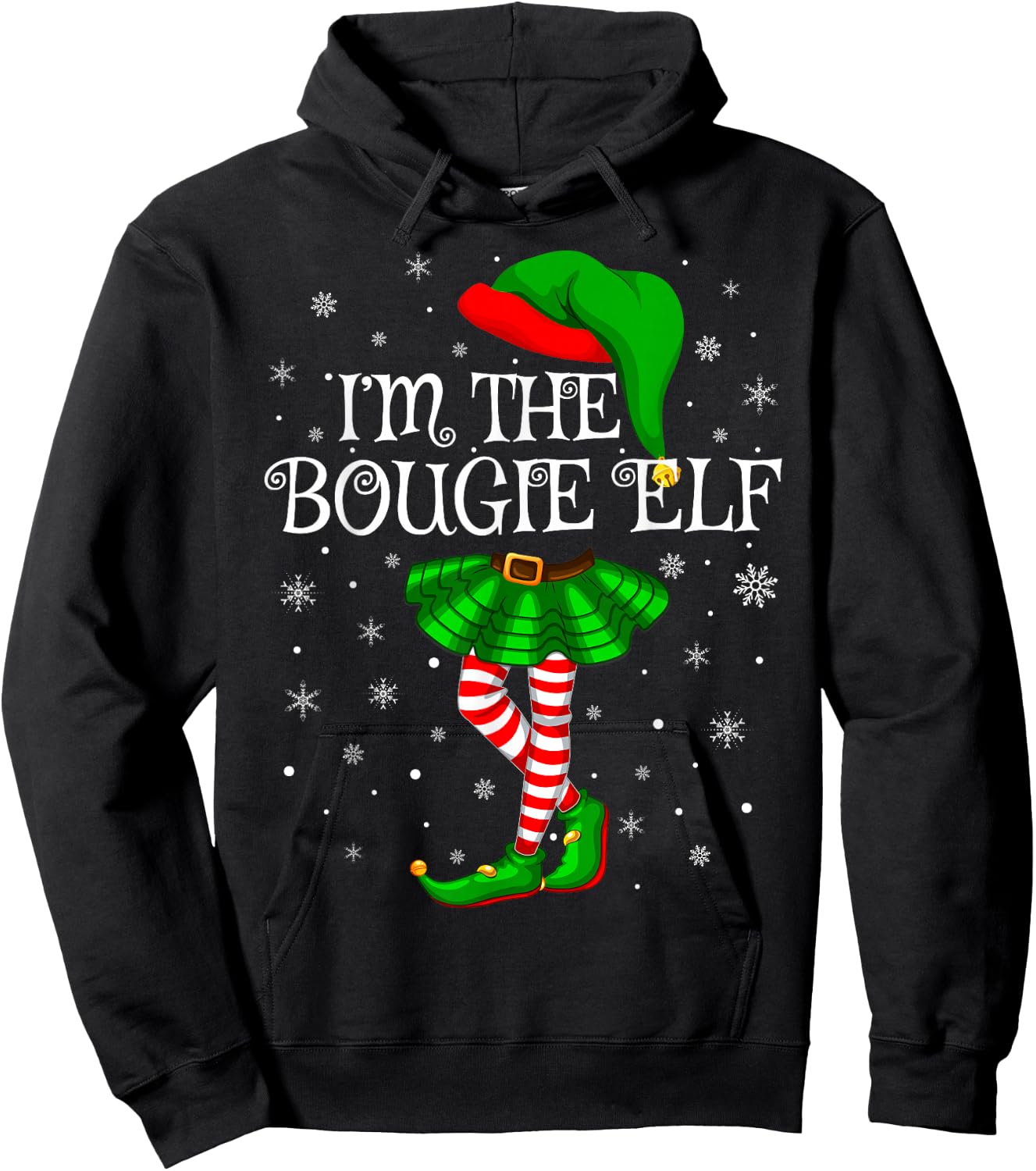 Bougie Elf Christmas Matching Family Women Girls Elf Hoodie - Hoodie | Black