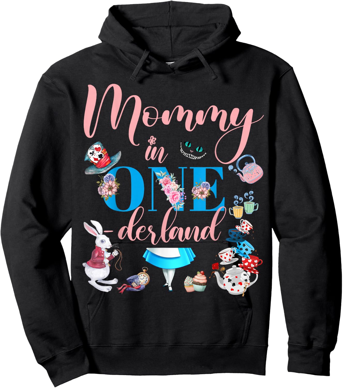 Alice in ONEderland Family Mommy Of The Birthday Girl Hoodie - Hoodie | Black