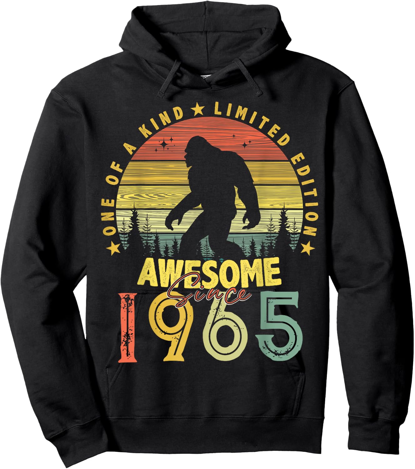 Awesome Since 1965 59th Birthday Gifts Bigfoot Born in 1965 Hoodie - Hoodie | Black