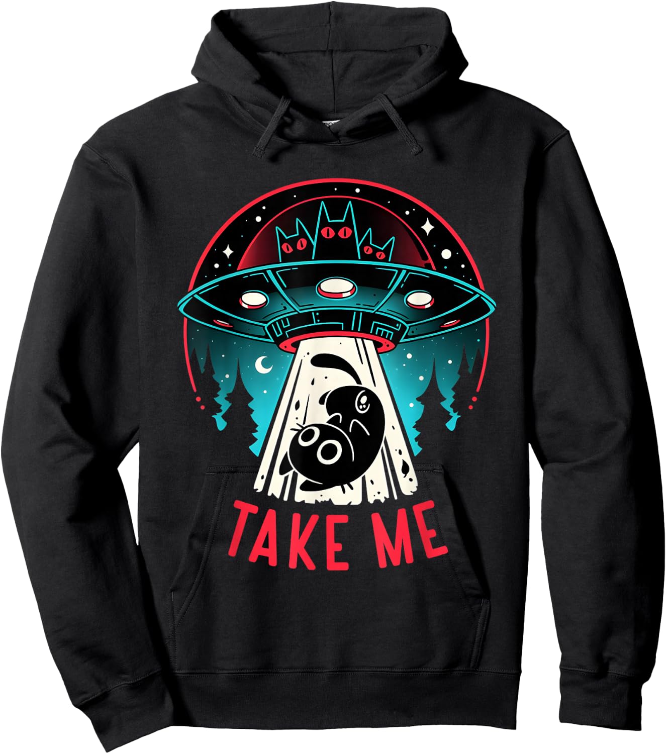 Alien Cat Abducts Cat Take Me Hoodie - Hoodie | Black