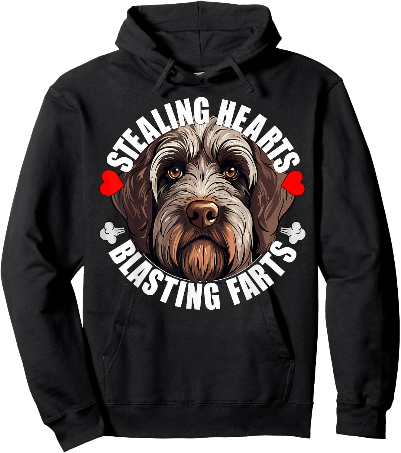 Wirehaired Pointing Griffon Stealing Hearts Blasting Farts Hoodie - Hoodie | Black