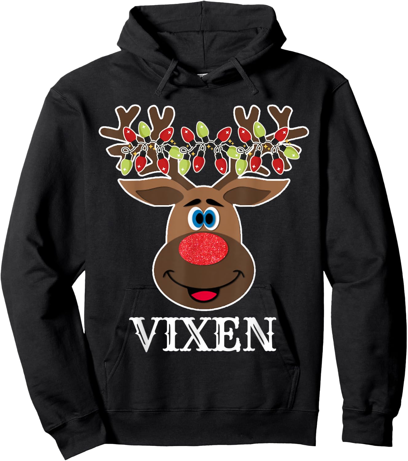 Santa Reindeer Vixen Xmas Group Costume Hoodie - Hoodie | Black