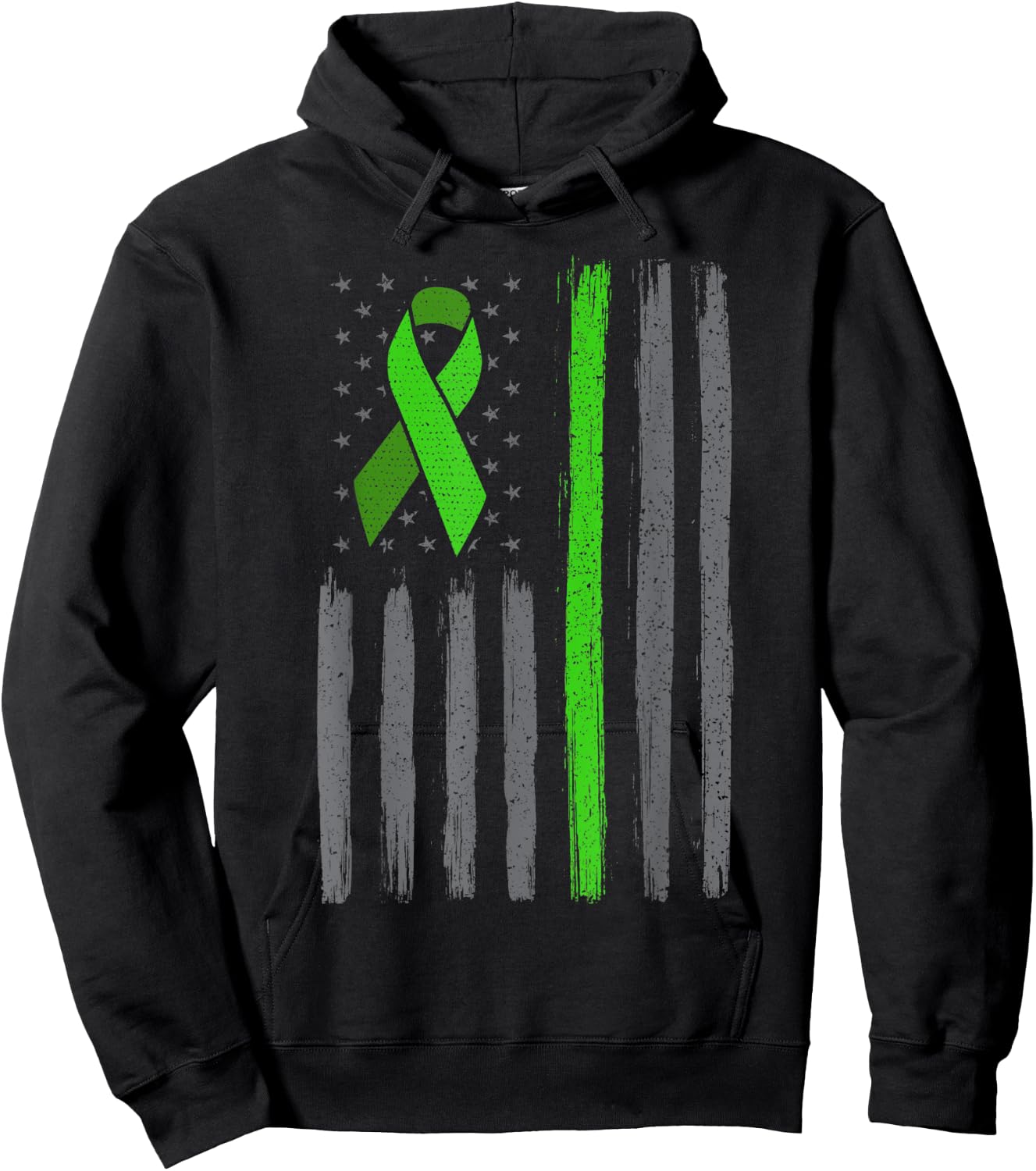 Lime green ribbon flag non hodgkin lymphoma cancer awareness Hoodie - Hoodie | Black