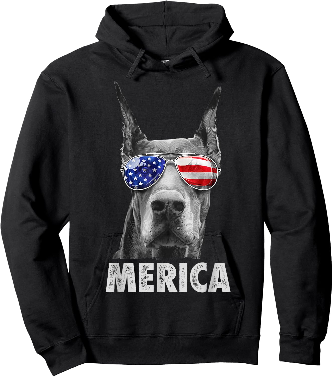 Doberman 4th of July Merica Men American Flag Sunglasses Hoodie - Hoodie | Black